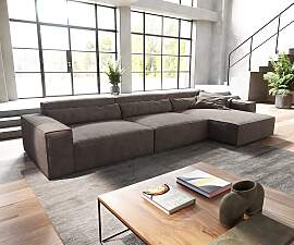 Ecksofa Sirpio XL 370x170 cm Mikrofaser Khakibraun 
