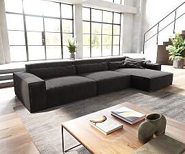 Ecksofa Sirpio XL 370x170 cm Mikrofaser Schwarz