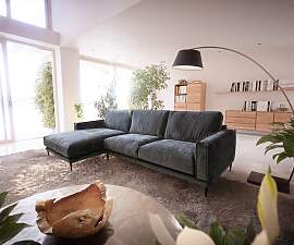 Ecksofa Sottil 290 x 165cm Chenille Grau Recamiere 