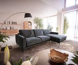 Ecksofa Sottil 290 x 165cm Chenille Grau Recamiere 