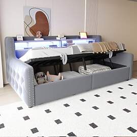 ECLIVON Schlafsofa Kinderbett 90x200 mit LED