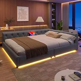 ECLIVON Schlafsofa Polsterbett 140x200 mit LED