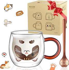 ecooe Katzen Tasse Süße Doppelwandige Gläser