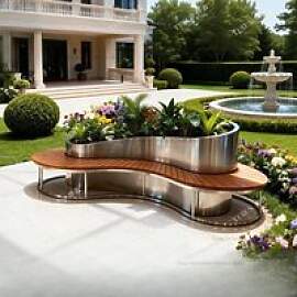Edelstahl-Blumenkasten-Sitzbank für den