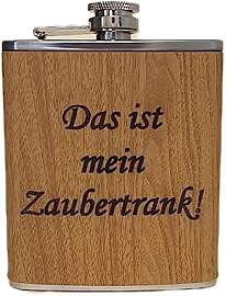 Edelstahl Flachmann 170ml in Holzoptik – Ideal