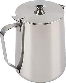 Edelstahl Milchkännchen mit Deckel, Schaumkrug,