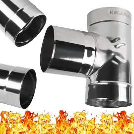 Edelstahl Schornstein T-Stück 90° T-Anschluß 90 