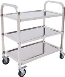 Edelstahl-Servierwagen (75 x 40 x 83,5 cm) mit 3