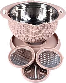 Edelstahl-Siebschüssel-Set, 4-in-1-Rührschüssel 