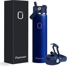 Edelstahl Trinkflasche mit Strohhalm 750ml: