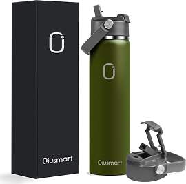 Edelstahl Trinkflasche mit Strohhalm 750ml: