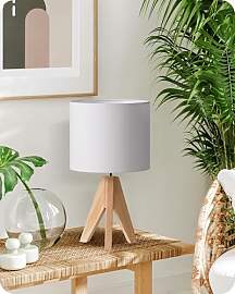 EDISHINE Nachttischlampe aus Holz, Stativ