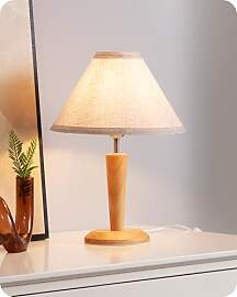 EDISHINE Tischlampe aus Holz, LED Nachttischlampe