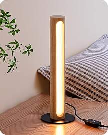 EDISHINE Tischlampe aus Holz, Touch- &