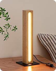 EDISHINE Tischlampe aus Holz, Touch- &