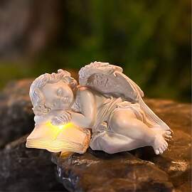 Editbar Schlafende Schutzengel-Figur,LED Fairy
