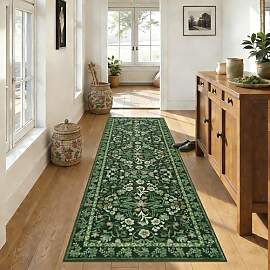 Edlbaegy Teppich Läufer Grün 80X200cm