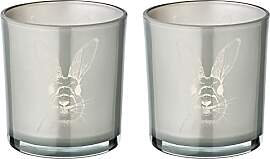 EDZARD 2er Set Teelichtglas Windlicht Hase, Höhe