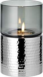 EDZARD Windlicht Cosmo, Dunkles Glas, Edelstahl