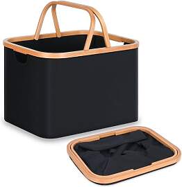 efluky Faltbarer Wäschekorb 43L, Bambus Stoff