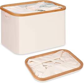 efluky Faltbarer Wäschekorb 50L, Bambus Stoff