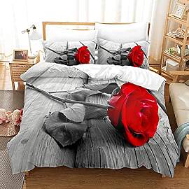 EHAOKK Kreatives 3 Teiliges Rosenblüten Bettbezug 