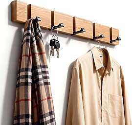 EHIOG Kleiderhaken Wandmontage aus Holz,