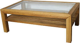 Eiche Couchtisch mit Glasplatte 120 cm