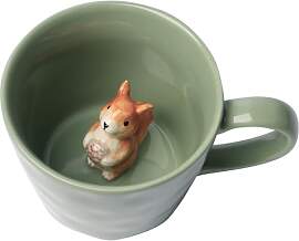 Eichhörnchen-Keramiktasse mit 3D-Tier im Inneren, 