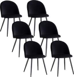 Ein Set mit 6 Esszimmerstühlen, mit Samt