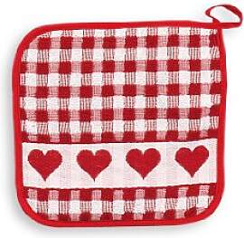 Ein Topflappen Herzenkante, Rot, KRACHT, Frottee,