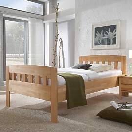 Einzelbett aus Kernbuche Massivholz mit