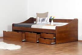 Einzelbett / Funktionsbett Kiefer massiv Vollholz