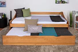Einzelbett / Funktionsbett Kiefer massiv Vollholz