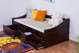 Einzelbett / Funktionsbett Kiefer massiv Vollholz