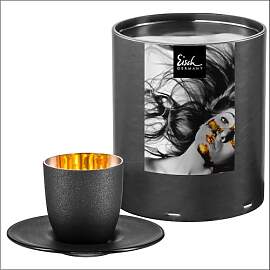 EISCH Espressoglas mit Untersetzer 24 Karat Gold