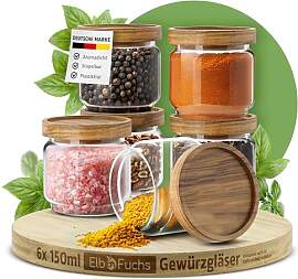 ElbFuchs Gewürzgläser Set I 6x 150ml I LUFTDICHT 