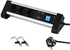 Electraline 62553 Steckdosenleiste 3-Fach Alu für 