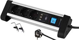 Electraline 62559 Steckdosenleiste 3-Fach Alu für 