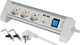Electraline 62563 Steckdosenleiste 3-Fach Alu für 