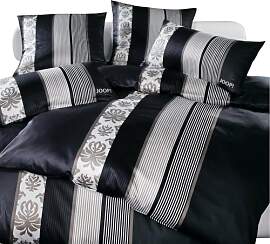 elegante JOOP! Mako-Satin Ornament Stripes schwarz 
