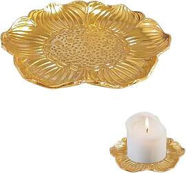 Eleganter Kerzenteller Gold mit Lotus Design,