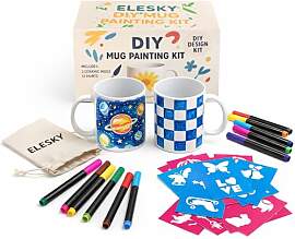 ELESKY Keramik Bemalen Set – 2 Keramikbecher 12