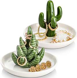 Elsjoy Set mit 2 Aloe und Kaktus Ringhalter,