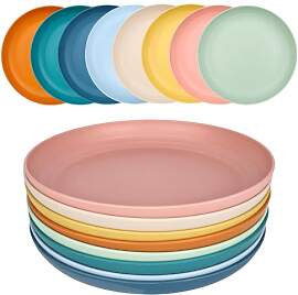 elthmpr Plastikteller Mehrweg Set - 8er Kunststoff 
