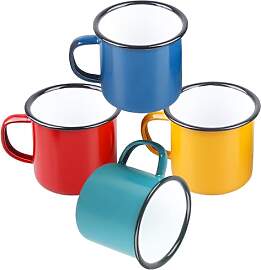 Emaille Tasse 4er-Set, 350ml Mehrweg