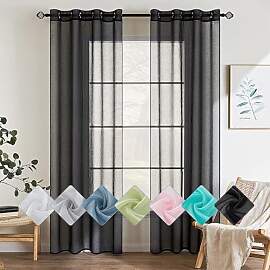 EMEMA 2er Set Sheer Voile Vorhang mit Ösen