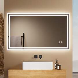 EMKE Badspiegel mit Beleuchtung 100x60cm,