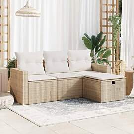 Emmtore 4-TLG. Garten-Sofagarnitur mit Kissen Poly 