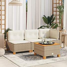 Emmtore Gartensofa mit Kissen 3-Sitzer Beige Poly